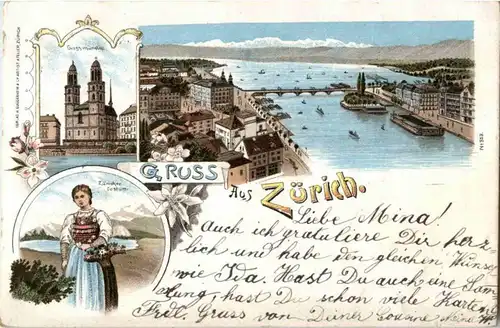 Gruss aus Zürich - Litho -190600