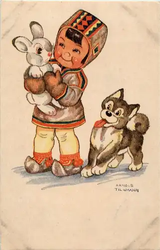 Lappland - Kind mit Hund - Sign. Tilgmann -28036