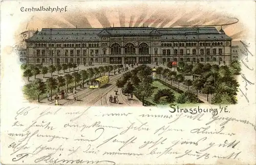 Strassburg - Bahnhof - Litho -27870