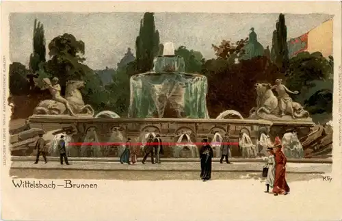 München - Wittelsbach Brunnen - Künstlerkarte Kley -30766