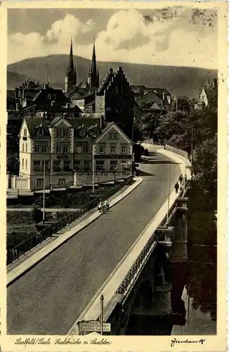 Saalfeld - Saalebrücke mit Saaletor -300416