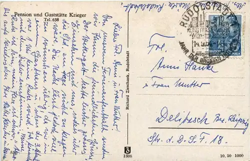 Rudolstadt i. Thür. - Mörlar - Blick vom Hain - Pension und Gastatätte Krieger -300434