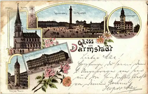 Gruss aus Darmstadt - Litho -32280