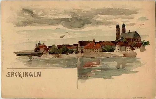 Säckingen - Künstlerkarte F Voellmy - Litho -33302