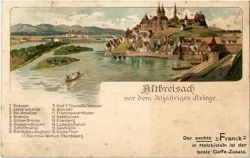 Altbreisach vor dem 30jährigen Kriege - Litho -33252