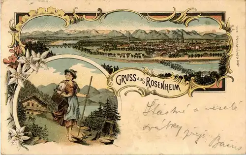 Gruss aus Rosenheim - Litho -33546