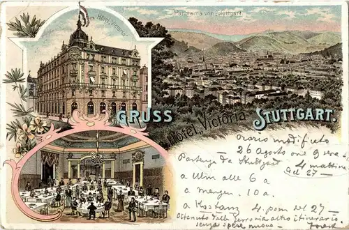 Gruss aus Stuttgart - Hotel Victoria - Litho -33462