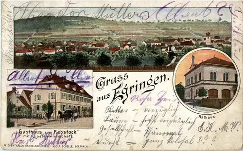 Gruss aus Egringen - Gasthaus zum Rebstock - Litho -33464