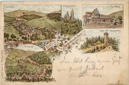 Grussvom Iberger Aussichtsturm Wildemann - Litho -33598