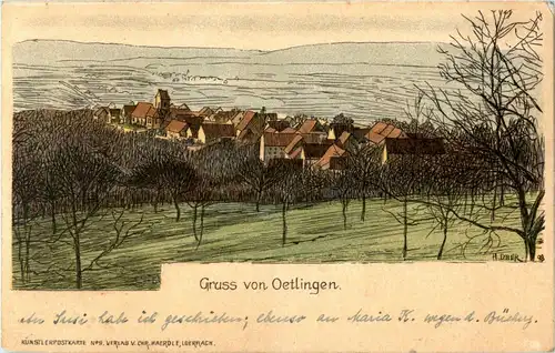 Gruss aus Ötlingen - Künstlerkarte H. Daur - Litho -33310