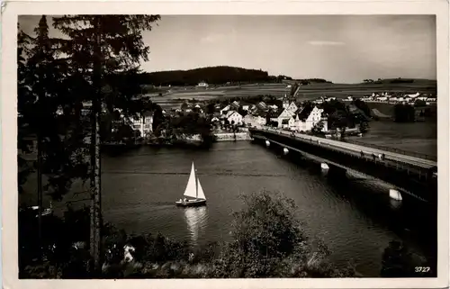 Saalburg (Saale) - Blick auf Brücke und Stadt -300476