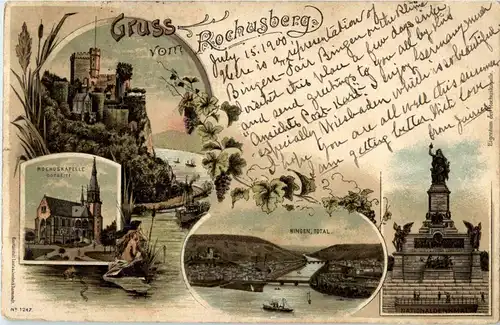 Bingen - Gruss vom Rochusberg - Litho -34918