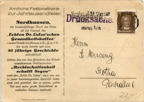 Nordhausen - Amtliche Festpostkarte zur Jahrtausendfeier -300850