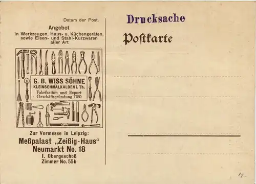 Schmalkalden - Postkarte G.B.Wiss Söhne - Kleinschmalkalden -301438