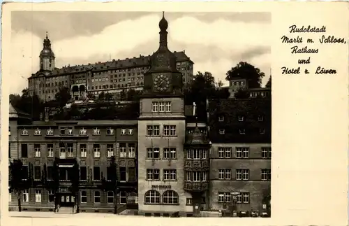 Rudolstadt/Thür. - Markt m. Schloss, Rathaus und Hotel z.Löwen -300990