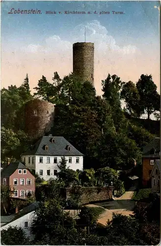 Lobenstein/Thür. - Blick v. Kirchturm n.d. alten Turm -302476