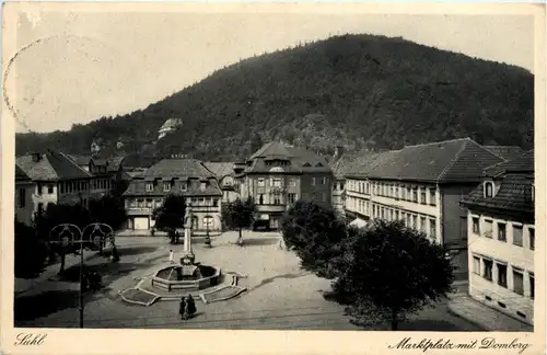 Suhl/Thür. - Marktplatz mit Domberg -302968