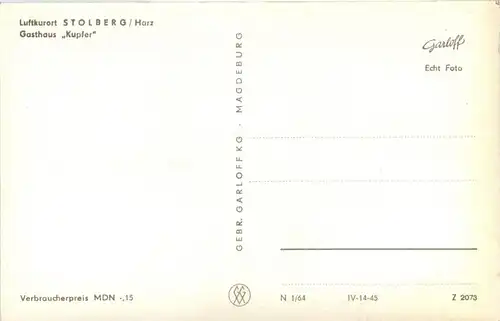 Stolberg/Harz . Gasthaus Kupfer -302756