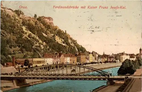 Graz/Steiermark - Ferdinandsbrücke mit Kaiser Franz Josefs-Kai. -304176