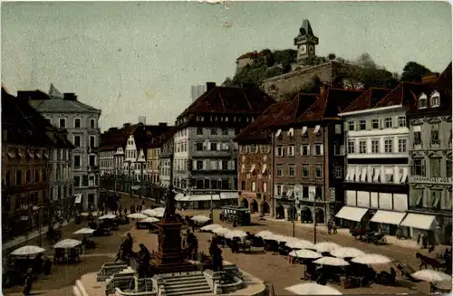 Graz/Steiermark - Hauptplatz mit Schlossberg -304784