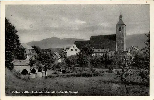 Kelbra/Kyffh. - Helmebrücke mit Kirche St. Georgi -302054