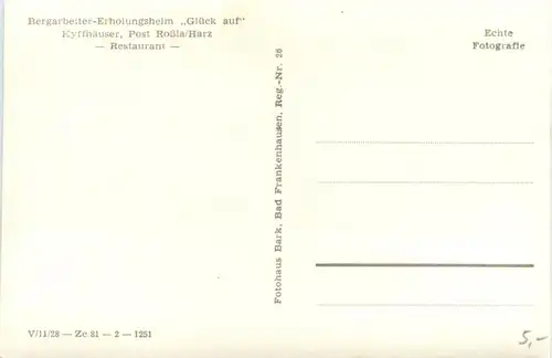 Kyffhäuser/Thür. - Bergarbeiter-Erholungsheim Glück auf, Post Rossla/Harz - Restaurant -303094