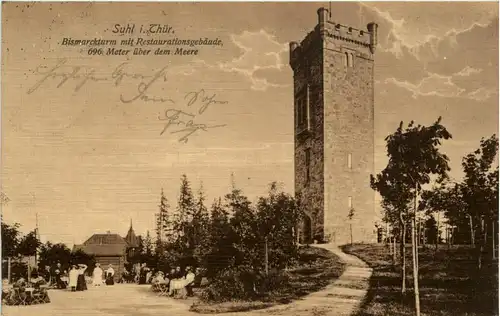 Suhl/Thür. - Bismarckturm mit Restaurationsgebäude -302302