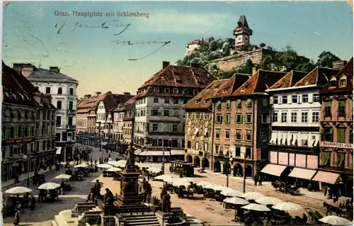 Graz/Steiermark - Hauptplatz mit Schlossberg -304656