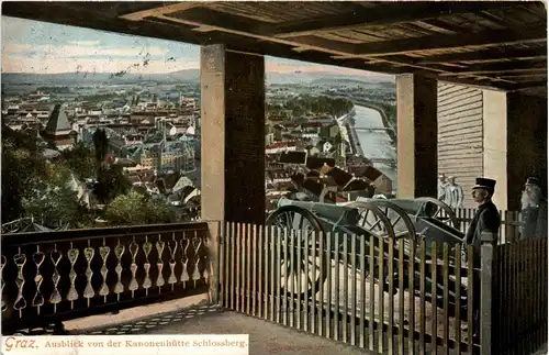 Graz/Steiermark - Ausblick von der Kanonenhütte Schlossberg -304812