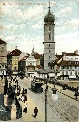 Grazl/Steiermark - Franz Karl-Brücke mit Franziskaner-Kirche -305352