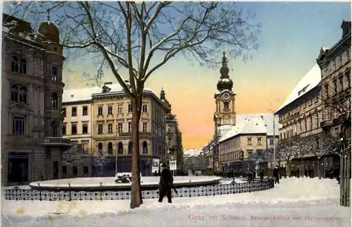 Graz/Steiermark - Im Schnee - Bismarckplatz mit Herrengasse -304662