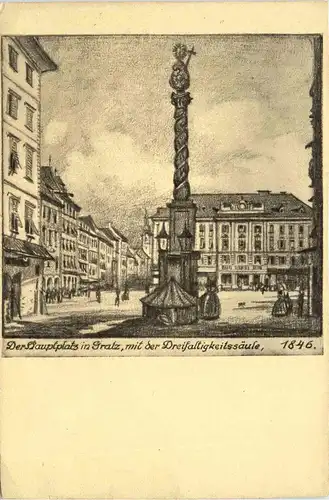 Graz/Steiermark - Der Hauptplatz mit der Dreifaltigkeitssäule -305180