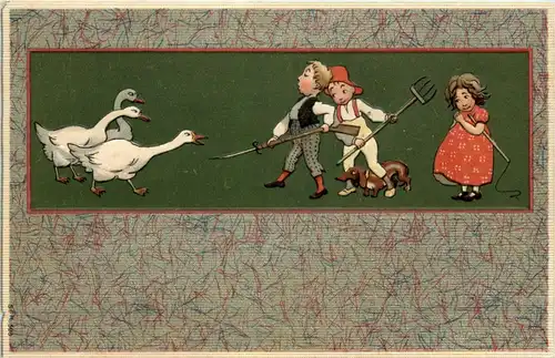 Kinder Gänse Dackel -257966