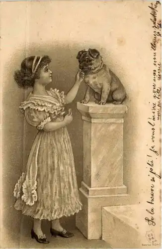 Kind mit Hund - Prägekarte -207154