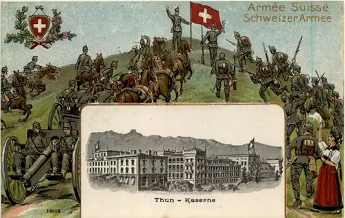 Thun - Kaserne - Litho - Prägekarte -207556