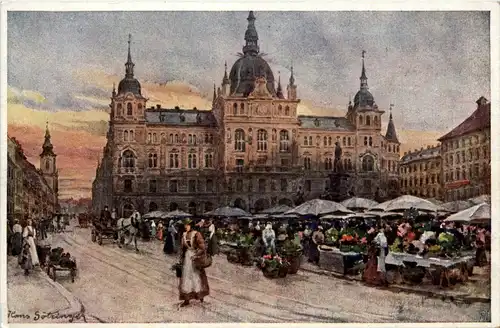 Graz/Steiermark - Rathaus mit Herrengasse und Pfarrkirche -304854