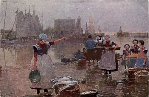 Fischfang in Holland - Künstlerkarte H. Hermann -257974