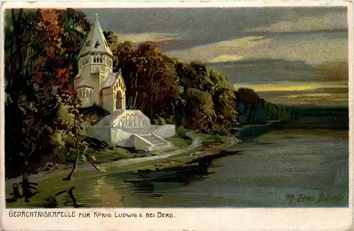 Gedächtniskapelle für König Ludwig II bei Berg - Künstlerkarte Diener -258648