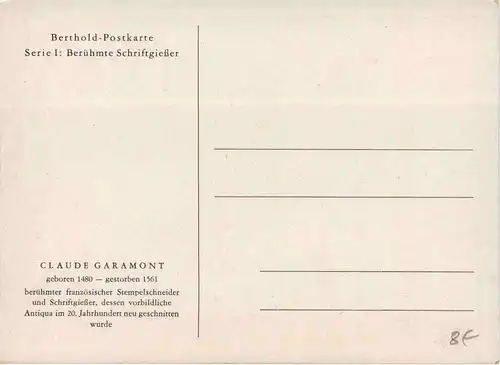 Claude Garamont - Berthold Postkarte -258240