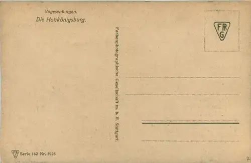 Die Hohönigsburg - Künstlerkarte W. Bürger -259314