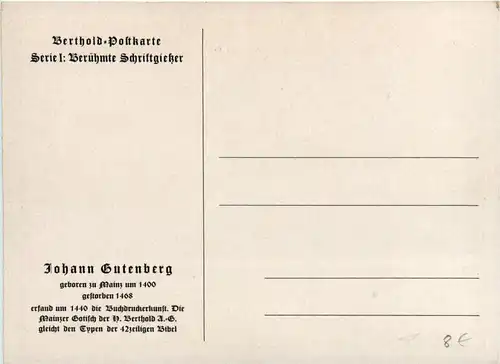 Johann Gutenberg - Berthold Postkarte -258238