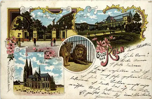 Gruss aus Köln - Litho - Löwe -260406
