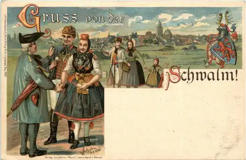 Gruss von der Schwalm - Litho -259816