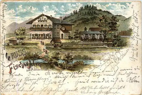 Gruss von der Fischer Alm im Aurachtal - Litho -260642