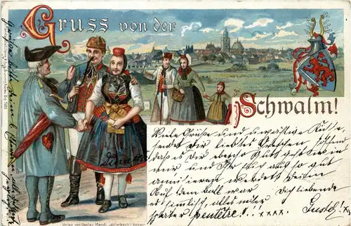 Gruss von der Schwalm - Litho -259818