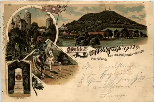 Gruss von der Landskrone bei Görlitz - Litho -260288