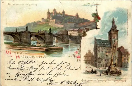 Gruss aus Würzburg - Litho -260496