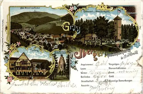 Gruss vom Iberger Aussichtsturm bei Bad Grund - Litho -258978