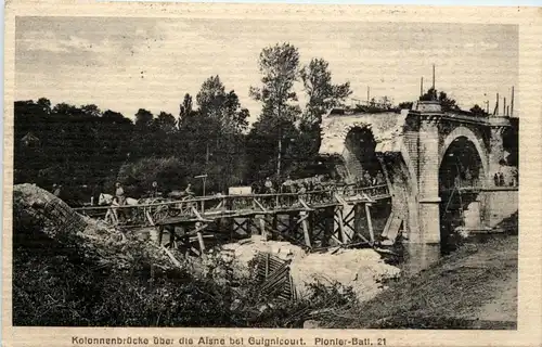Kolonnenbrücke über die Aisne bei Gulnicourt - Feldpost -260360