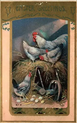 Easter Greetings - Chicken - Prägekarte -254516